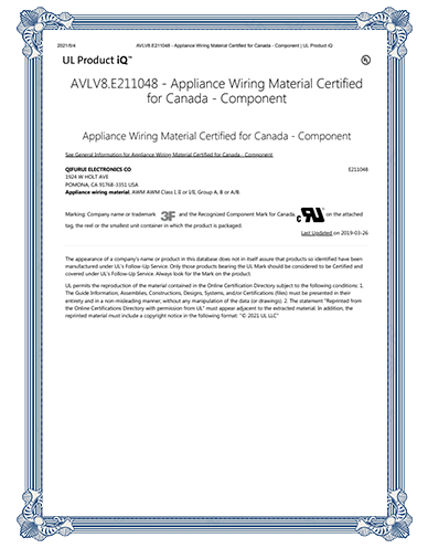  CSA Wire Certificate 